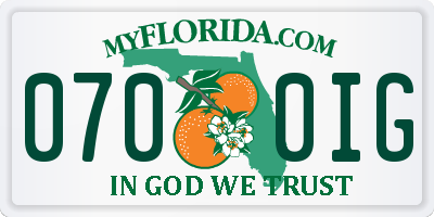 FL license plate 0700IG