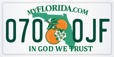 FL license plate 0700JF