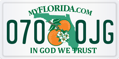 FL license plate 0700JG
