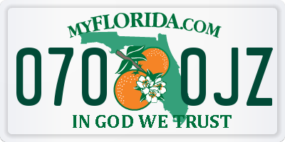 FL license plate 0700JZ