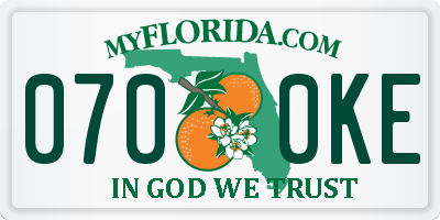 FL license plate 0700KE