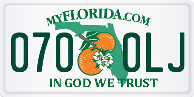 FL license plate 0700LJ