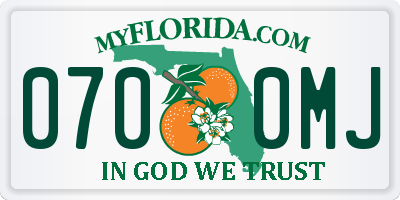 FL license plate 0700MJ