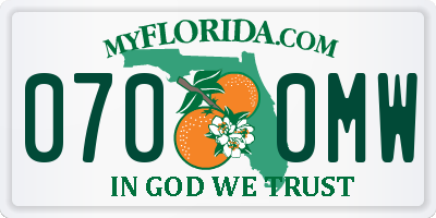 FL license plate 0700MW