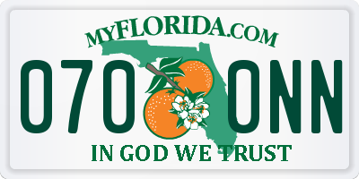 FL license plate 0700NN