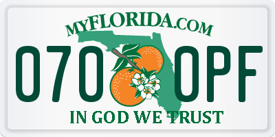 FL license plate 0700PF