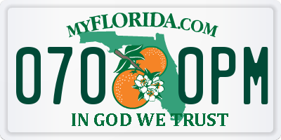 FL license plate 0700PM