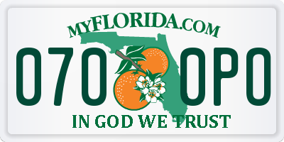 FL license plate 0700PO