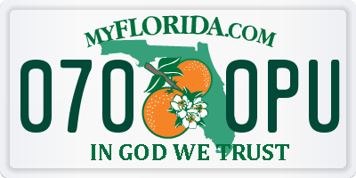 FL license plate 0700PU