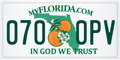 FL license plate 0700PV