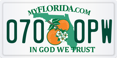 FL license plate 0700PW
