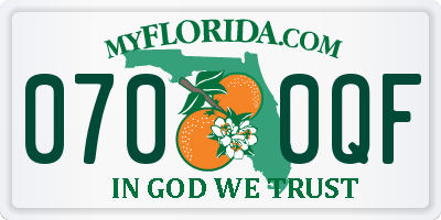 FL license plate 0700QF