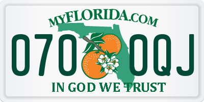 FL license plate 0700QJ