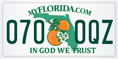 FL license plate 0700QZ