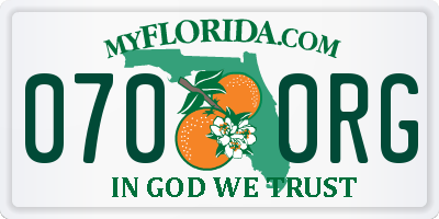 FL license plate 0700RG
