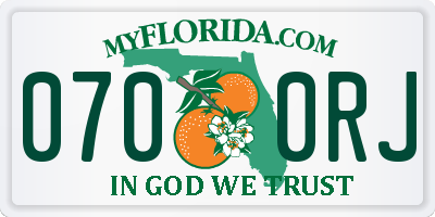 FL license plate 0700RJ