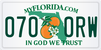 FL license plate 0700RW