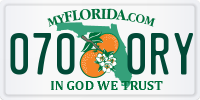 FL license plate 0700RY