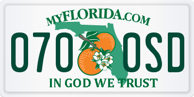 FL license plate 0700SD