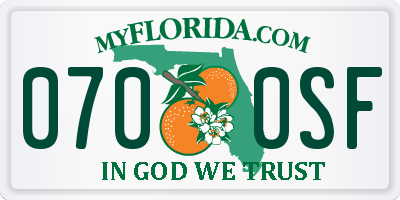 FL license plate 0700SF
