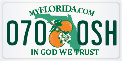 FL license plate 0700SH