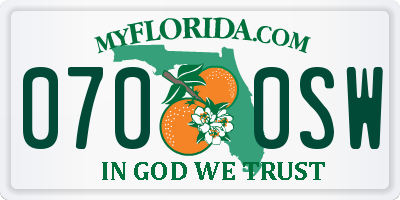 FL license plate 0700SW