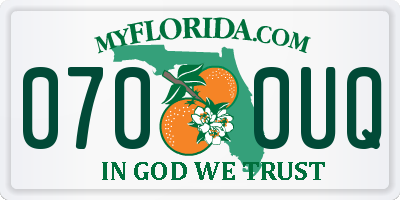 FL license plate 0700UQ