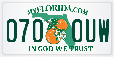 FL license plate 0700UW