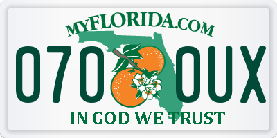 FL license plate 0700UX