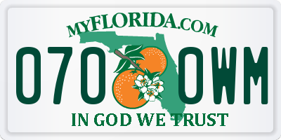 FL license plate 0700WM