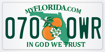 FL license plate 0700WR