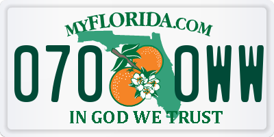 FL license plate 0700WW