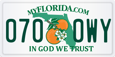 FL license plate 0700WY