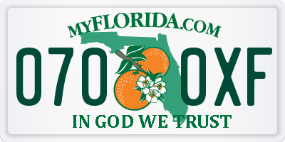 FL license plate 0700XF