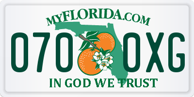 FL license plate 0700XG