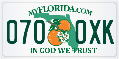 FL license plate 0700XK