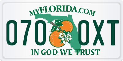 FL license plate 0700XT