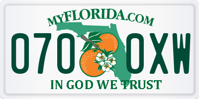 FL license plate 0700XW