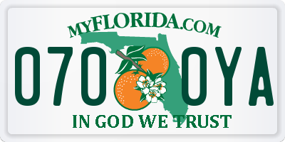 FL license plate 0700YA