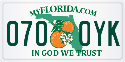 FL license plate 0700YK