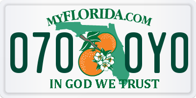 FL license plate 0700YO