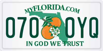 FL license plate 0700YQ
