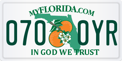 FL license plate 0700YR