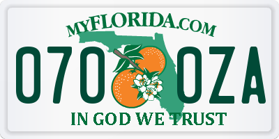 FL license plate 0700ZA