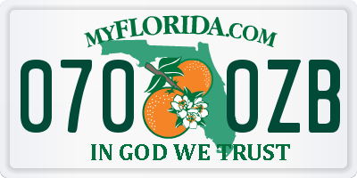 FL license plate 0700ZB