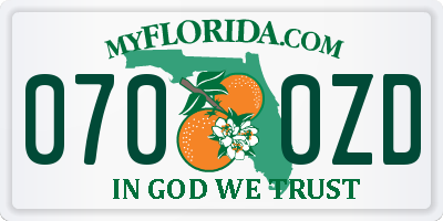 FL license plate 0700ZD
