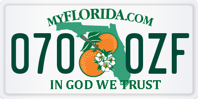 FL license plate 0700ZF