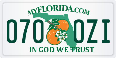 FL license plate 0700ZI