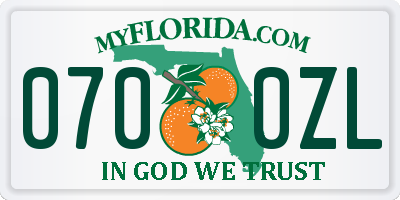 FL license plate 0700ZL