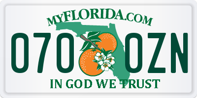 FL license plate 0700ZN